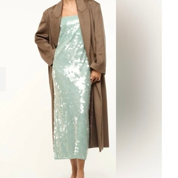 Staud Casey Midi Dress In Mist 8 NWT - Picture 2 of 7